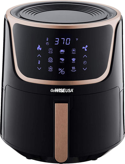 GW22955 7-Quart Electric Air Fryer with Dehydrator & 3 Stackable Racks, Digital Touchscreen with 8 Functions + Recipes, 7.0-Qt, Black/Copper