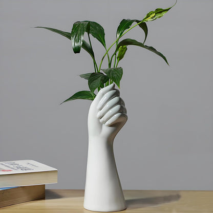 White Ceramic Vases Hand Bud Flower Vase for Decor Hhydroponic Floral Arrangement Table Decorative